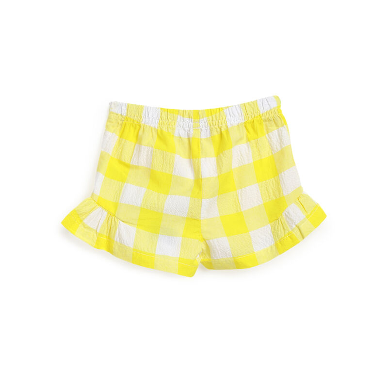 Girls White and Yellow Checkered Shorts image number 1